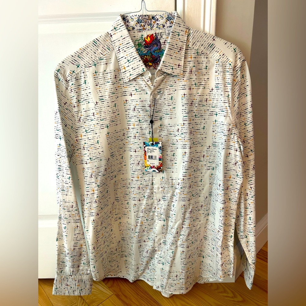 Robert Graham White Shirt with Multicolor Accents